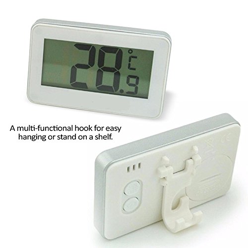 Mini Digital Kühlschrank / Gefrierschrank Thermometer gehören Magnet und Haken, COUTUDI Handy Gadget für Kühlraum, mit großen LCD & Frost Alert - 6