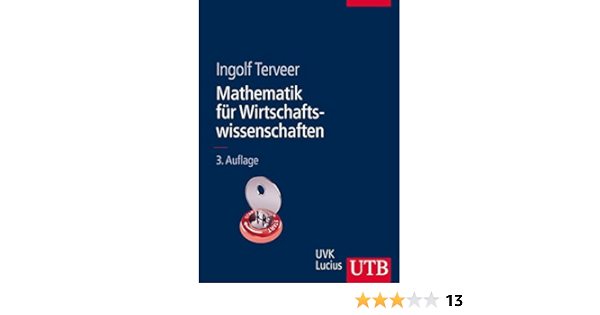 Mathematik Fur Wirtschaftswissenschaften Terveer Ingolf Amazon De Bucher