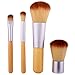Quimat 4 Pieces Makeup Brushes Professional Natural Bamboo Handle Cosmetic Elaborate Make up Brush Set Tools with Burlap Bag
