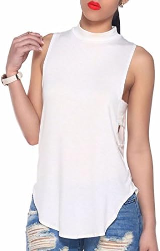 sexy casual slit side open back tops shirt sleeveless halter tank shirt blouse