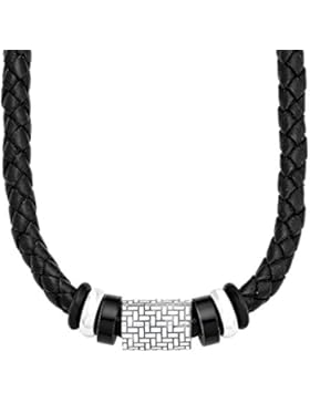 s.Oliver Herren-Kordelkette Edelstahl Leder 46605