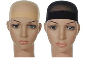 GENERIES 4 unidades de casquillos para pelucas para hombres y mujeres, Pelucas de nailon hechas de tejido elástico y fino, talla única (Tonalidad de piel, negro)