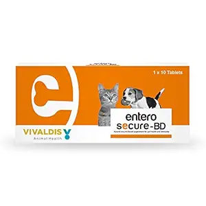 Vivaldis Entero Secure - BD | Natural Probiotics Based Cat and Dog Supplement with Neem & Papaya Enzymes for Digestion and Healthy Stomach | for Dogs & Cats 10 Tablets