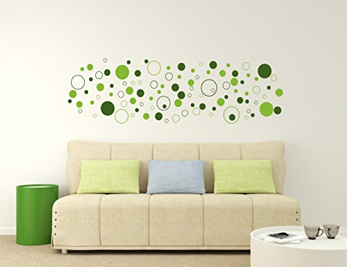 Wandtattoo 100 bunte Kreise – zweifarbig, dunkelgrau grau, anthrazit selbstklebend in Wunschfarben – Punkte, Dots, Wandaufkleber Wandtatoos Sticker Aufkleber für die Wand, Fensterbild, Tapetensticker, Türaufkleber, Tattoo aus Markenfolie – aus 32 Farben wählen - 5