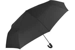 Parapluie Pliant Golf Homme - Ouverture et Fermeture Automatique - Compact Grand Résistant Solid - Parapluie Uni de Qualité - PFC FREE - Diamètre 118 cm - Perletti Technology (Noir)