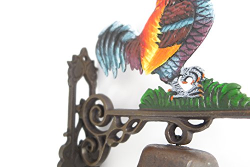 Gartenglocke Wandglocke HAHN Gusseisen Eisen Eisenglocke Metallglocke Schiffsglocke Antik rustikal braun - 3