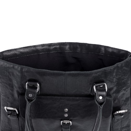 FEYNSINN Laptoptasche PHOENIX – Umhängetasche fit für 15.4″“ mit Extra-Abtrennung- Businesstasche im Vintage-Look – echt Leder schwarz - 3