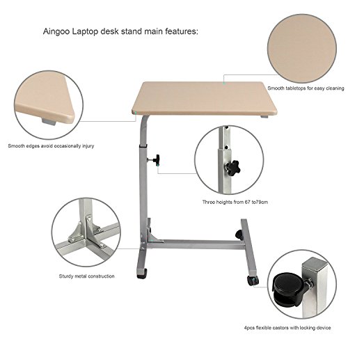 Aingoo Laptoptisch auf rollen Computertisch PC Tisch Notebooktisch Schreibtich bett Fr  hst  ckstisch Bestelltisch Laptop Betttisch Bett Table Desk 48