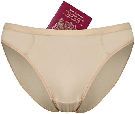 Women’s Pickpocket Proof Briefs 2 Pack (Beige) (Large)
