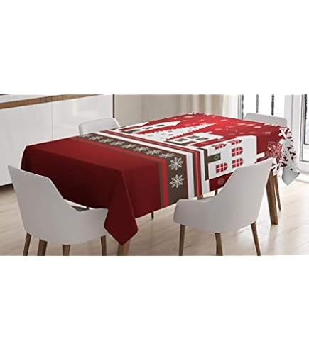 ABAKUHAUS Natale Tovaglia, Paesaggio invernale, Rettangolare per Sala da Pranzo e Cucina, 140 x 170 cm, Blu-bianco