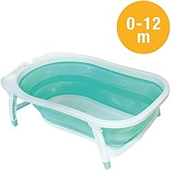 Babysun Baignoire Bébé, Pliable Ultra Compacte, 0-12 Mois, Contenance: 35L, Turquoise