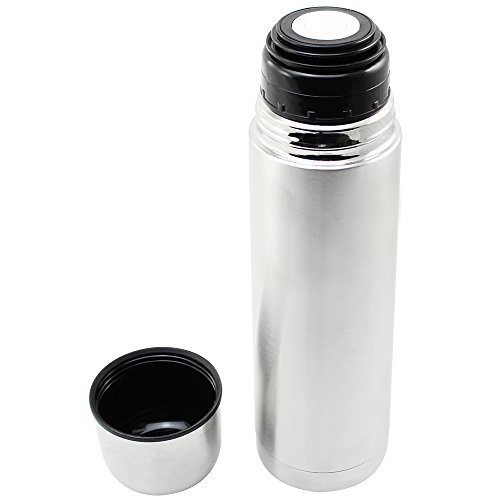 COM-FOUR® Isolierflasche 0,75l aus Edelstahl doppelwandig Einhand-Bedienung (0.75L) - 2