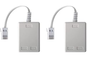 LANSENSU BT Plug to ADSL RJ11 Broadband internet Microfilter Splitter, BT Male to BT & RJ11 Female for Landline Modem Router Wifi Plug Telephone White Socket Phone Splitter Cable Sky