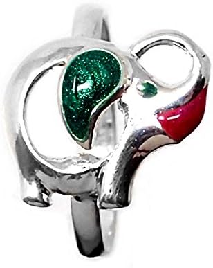 Act 925m silver ring size 10 elephant enameled girl [AB5157]