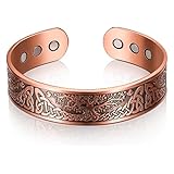 Copper Magnetic Bracelet For Men Women Life Tree Copper Bracelet Solid Cuff Bangle With 6 Magnets Red Copper Magnet Energy Bracelet, Adjustable Size With Velvet Bag (bronze)