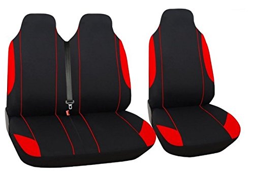 Sitzbezüge Schonbezüge Y2+1 für MERCEDES SPRINTER rot-schwarz OPEL VIVARO VW TRANSPORTER T4 LT FIAT DUCATO FORD TRANSIT PEUGEOT BOXER Citroen Jumper Jumpy VW TRANSPORTER T5 LT Renault Master Trafic MERCEDES VITO rot-schwarz Neu