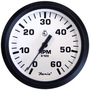 Faria Beede "32904 Euro Tachometer (6000 RPM) Gas - 4"", White