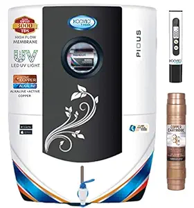 Konvio Neer Alkaline + Active Copper RO+UV+TDS Water Purifier with High TDS 3000 Membrane Advance UV (Black, Pious)