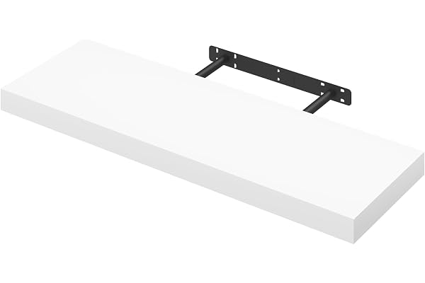 WOLTU Etagere Murale, Etagere, Étagère Murale Bois pour Salon, Cuisine, Chambre, Salle de Bain 70x22.9x3.8cm, Blanc RG9369ws