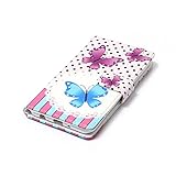 LG Nexus X5 Schutzhülle,LG Nexus X5 Lederhülle,JAWSEU Elegant Schmetterling Blume Retro/Vintage Design Farbmalerei Bunt Gemalt PU Leder Folio Flip Wallet Hülle Etui im Bookstyle Brieftasche Handyhülle Case Cover mit [Ständerfunktion] und [Kartenfächer] für LG Google Nexus X5 &1xSchwarz Glitzer Bling Eingabestift- - 5