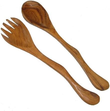 Olive Wood Salad Servers Pair African Handcrafted River Design