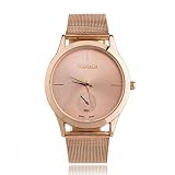 Damen Fashion Uhren, Keepwin Frauen Casual Maschengürtel Armbanduhr Elegant Simple Edelstahl Analog Quartzuhr (Roségold)