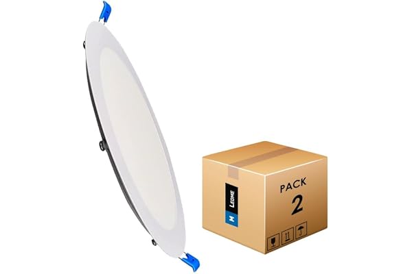 M Ledme - Pack 2, Downlight LED 220mm 20W, 2000 lúmenes, Panel Redondo Extraplano, Color Luz fría (6000k), Corte estándar 205mm, Driver incluido, LM5551.