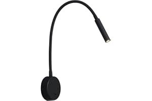 DAWALIGHT Applique de Lecture Noir, Lampe Col de Cygne Flexible LED 3W 3000K Fixation Liseuse Murale 240V avec interrupteur pour Chambres Salon Intérieur Salon