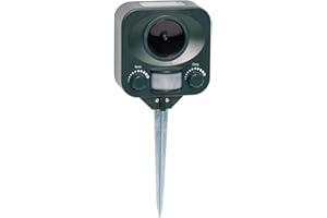 Pestbye® Waterproof Cat Repellent - Solar Powered - Quick Fix Ultrasonic Repeller Cat Scarer with Ground Stake