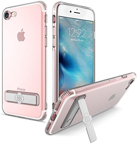 iPhone 7 Case, TOTU [ Crystal Hybrid ] Scratch Resistant Shockproof Case Anti-Scratch Clear Back Slim-Fit Soft TPU Protective Case Cover with Metal Kickstand for iPhone 7