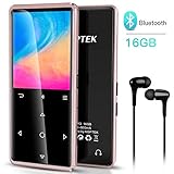 AGPTEK 16Go Haut-Parleur MP3 Bluetooth 4.0 avec Touches Tactiles, Lecteur Musical en Métal pour Le Sport, Bouton de Volume/Verrouillage Indépendant, Supporte Carte SD 128Go(Non Incluse)-M13 Or Rose