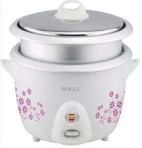 SOGO Electric Rice Cooker With Bowl 1.8L, Stainless Steel Lid