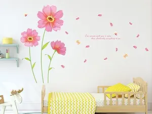 Amazon Brand - Solimo PVC Vinyl Flowers & Petals Wall Sticker for Living Room (Multicolour, 245 cm X 150 cm), Botanical