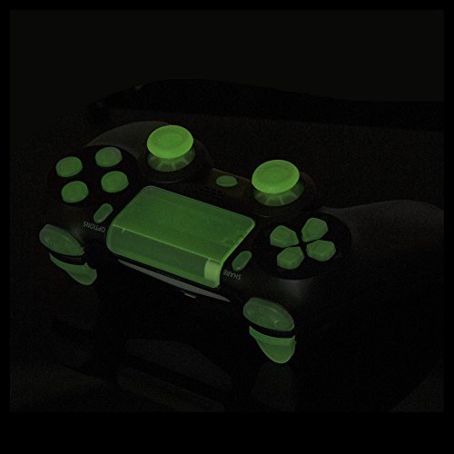 Preisvergleich Produktbild OKCS Controller Buttons für Playstation 4 Dualshock 4 Ersatzteile Thumbsticks Trigger Tasten Steuerkreuz Touchpad PS4 transparent Leuchtend