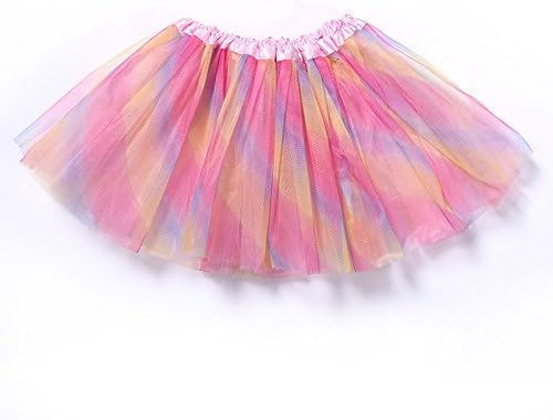 KYD Adult Women's Three Layered Pastel Ballet Style Tutu Skirt(Rainbow)