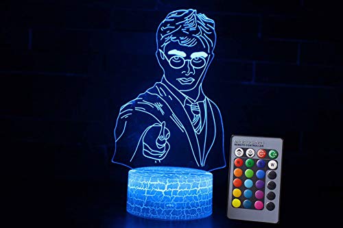Preisvergleich Produktbild Sanqing 3D Nachtlichter - Harry Potter Touch + Fernbedienung Schreibtischlampe USB Kreatives Geschenk Licht Kinder Stimmungslicht,HarryPotter,Touch+Remote