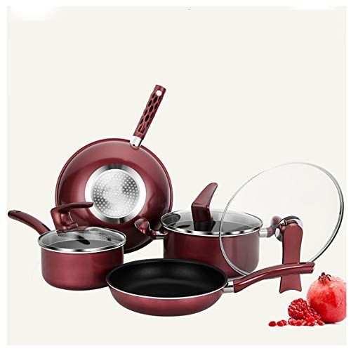 Preisvergleich Produktbild AYOUGALA Topf gesetzt,Bratpfanne,Rauchfreier Wok,Suppentopf,Antihaft-Multifunktion... Antihaft-Pfanne Pfanne Frühstück Pan Gasherd,Vierteiliges Set