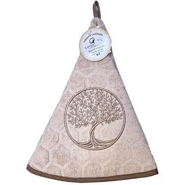 Essuie Main Rond En éponge Tissage Jacquard Olivier Beige Qualité Premium Essuie Main Rond A Suspendre