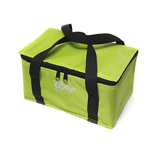 Wawoo®Protable Insulated Water-Proof Lining Lunch Box Bag Cooler Tote Travel Picnic Bag 23*14.5*14.5cm(Green)