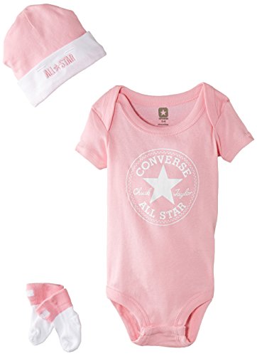 Converse Baby-Girls 3 Piece Clothing Set, Pink (Chuck Pink), 0-6 Months