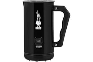 Bialetti Milk Frother Elettrico, Montalatte per Cappuccino, Capacità 150 ml Cappuccino o 300 ml Latte Caldo, Nero
