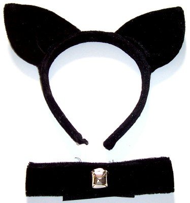 CAT EARS AND BELL COLLAR DRESS UP SET IN BLACK WITH BELL,HEN NIGHT