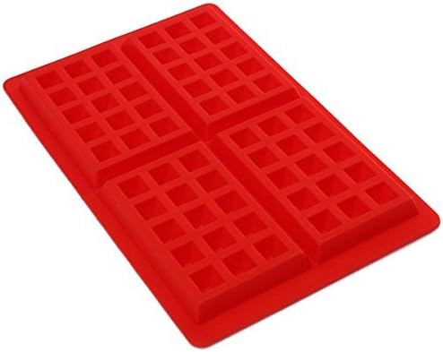 ohofy 4-Cavity DIY Mini Waffles Cake Chocolate Pan Silicone Tray Mold Baking Mould Tool Red