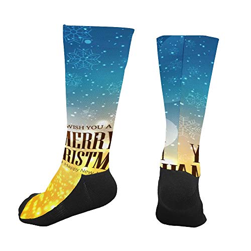 MIMIYA Calcetines atléticos de algodón con texto en inglés «Wish You A Happy New Year» para hombres y mujeres Blanco blanco XL