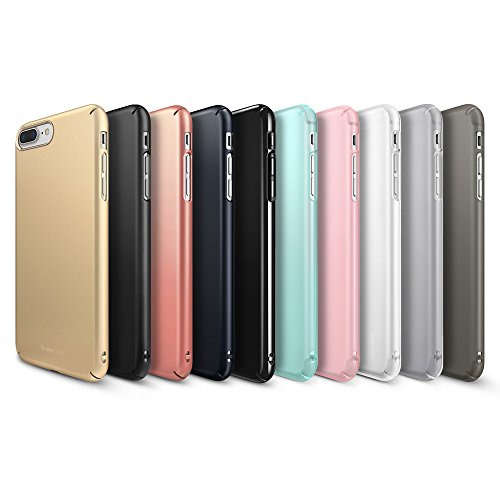 iPhone 7 Plus / iPhone 8 Plus Case, Ringke [SLIM] Snug-Fit Slender [Tailored Cutouts] Lightweight & Thin Scratch Resistant Dual Coating PC Hard Skin Cover for Apple iPhone 7 - Black