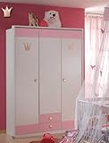 Babyzimmer in Apinweiß/Rose, Schrank B: 139 cm, Kinderbett inkl. Lattenrost 70 x 140 cm, Wickelkommode B: 91 cm, Regalteil und extra 3er Einlegeböden - 2