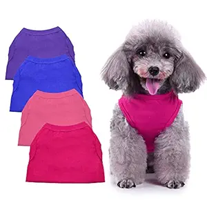 Shirts for Dog Extra Small, Chol&Vivi Dog T-Shirt Clothes for Extra Small Dog, 4pcs Blank Dog Shirts for Extra Small Medium Large Extra Large Size Dog Puppy, Shirts For Dogs, Extra Small Size, Group 3