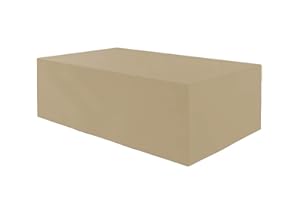 Planesium Housse pour Table de Jardin, Housse de Protection Bâche Imperméable pour Meubles Jardin et Hivernage Mobilier Salon de Jardin 575g/m 150cm x 90cm x 75cm Beige
