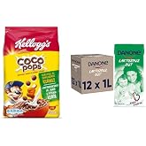 Kellogg's Coco Pops &Ccedil;ikolatalı Buğday ve Mısır Gevreği 450 Gr & Danone Laktozsuz S&uuml;t 1L (12 Adet)