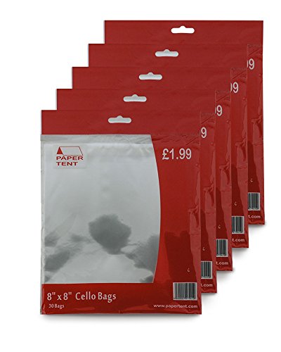Papertent 8" x 8" Cello Bags, x 5 PACKS